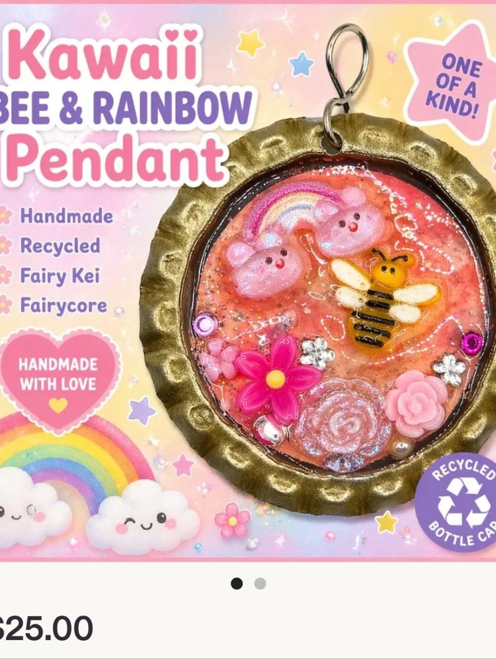 Bees N Rainbowz Fairycore Handmade Pendant